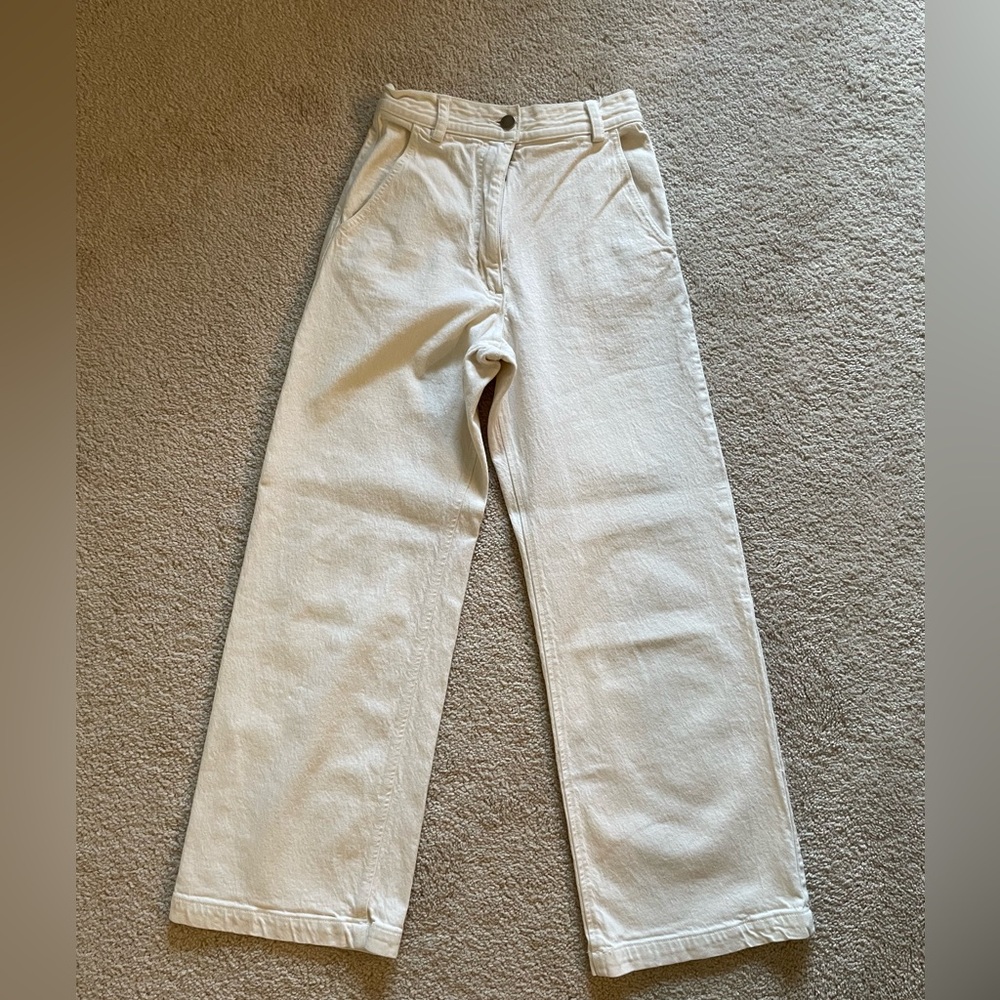 White high waisted straight leg jeans